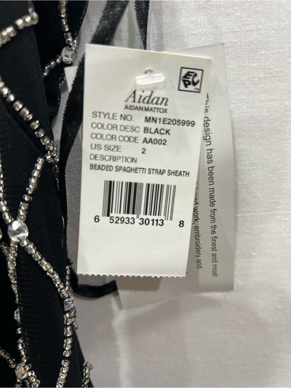 Aidan Mattox Black Beaded Spaghetti-Strap Sheath Dress